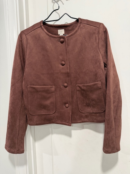 a new day Jackets & Blazers - a new day Mauve-Brown Suede-Texture Button Jacket
